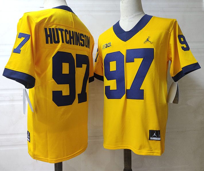 Men Michigan Wolverines #97 Hutchinson Yellow 2024 Vapor NCAA Jersey->indianapolis colts->NFL Jersey